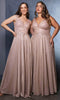 May Queen MQ2137 - Sleeveless V-Neckline Prom A line Gown