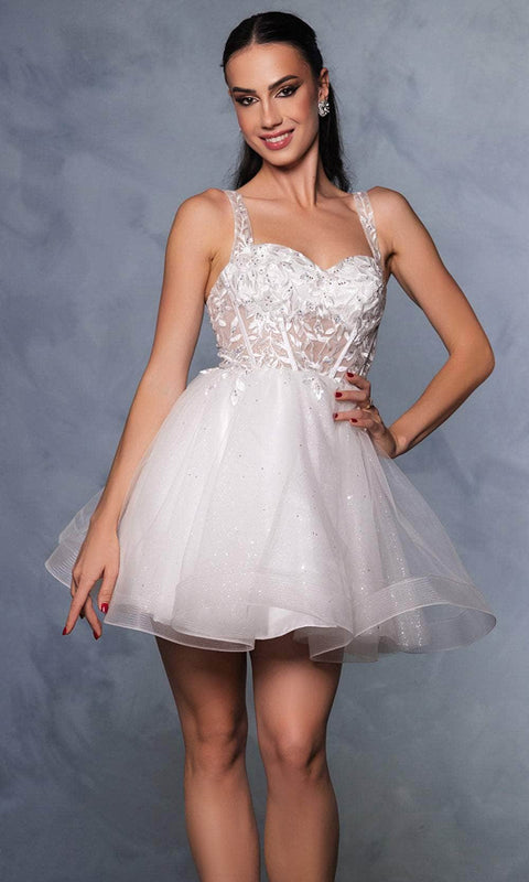 Floral Ruffled Hem Cocktail Dress By May Queen MQ2149