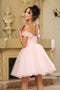 Short Off Shoulder Dress with Beaded Brooch by: May Queen MQ2159 -