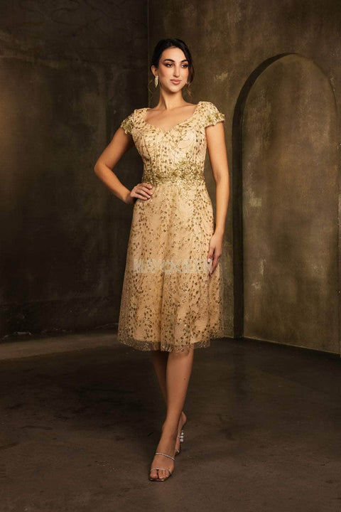 Tea-Length A-Line Dress by May Queen MQ2162