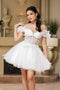 Puff Sleeve Appliqued Corset Short Dress May Queen MQ2164