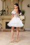 Puff Sleeve Appliqued Corset Short Dress May Queen MQ2164