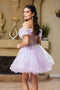 Puff Sleeve Appliqued Corset Short Dress May Queen MQ2164