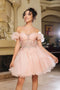 Puff Sleeve Appliqued Corset Short Dress May Queen MQ2164
