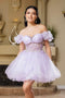 Puff Sleeve Appliqued Corset Short Dress May Queen MQ2164