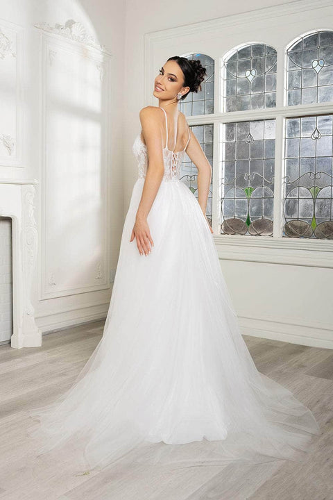 May Queen MQ2167 Sequin Lace Appliqué A-Line Gown with Elegant Silhouette