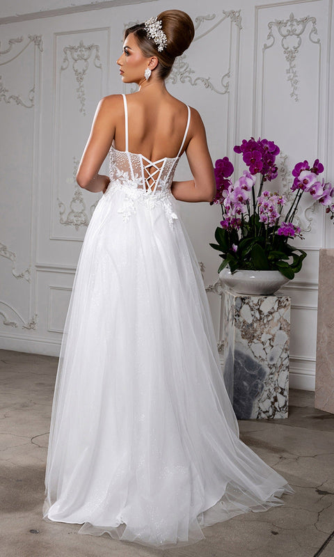May Queen MQ2209 Sweetheart Lace Applique A-Line Prom Dress – 8