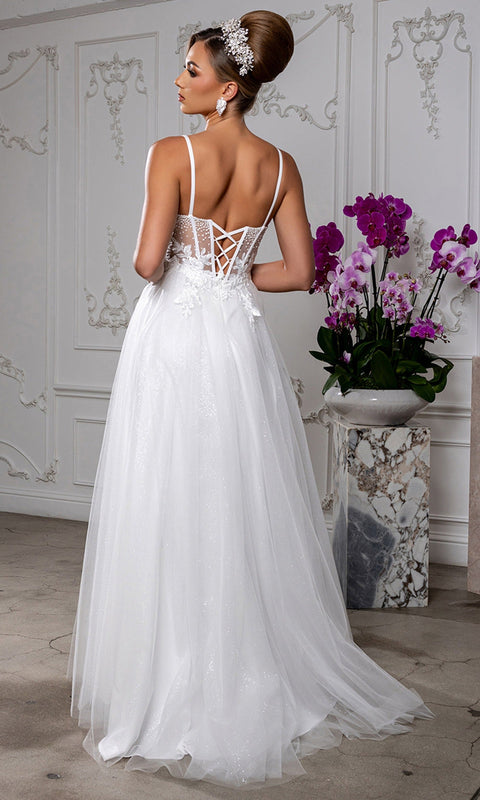 May Queen MQ2209 Sweetheart Lace Applique A-Line Prom Dress – 12