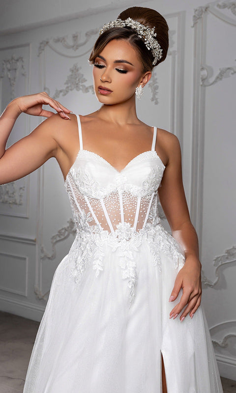 May Queen MQ2209 Sweetheart Lace Applique A-Line Prom Dress – 18