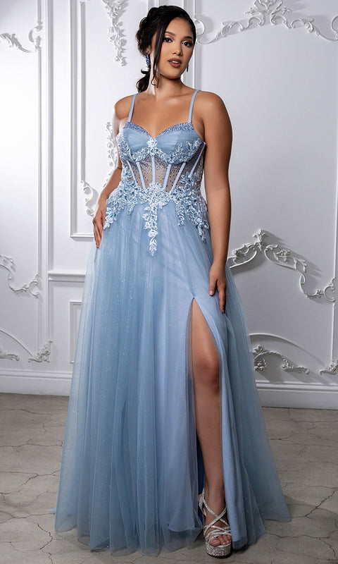 May Queen MQ2209 Sweetheart Lace Applique A-Line Prom Dress – 10