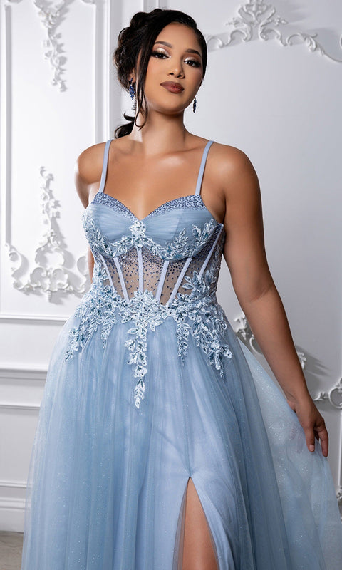 May Queen MQ2209 Sweetheart Lace Applique A-Line Prom Dress – 14