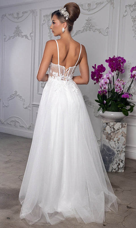 May Queen MQ2209 Sweetheart Lace Applique A-Line Prom Dress – 4
