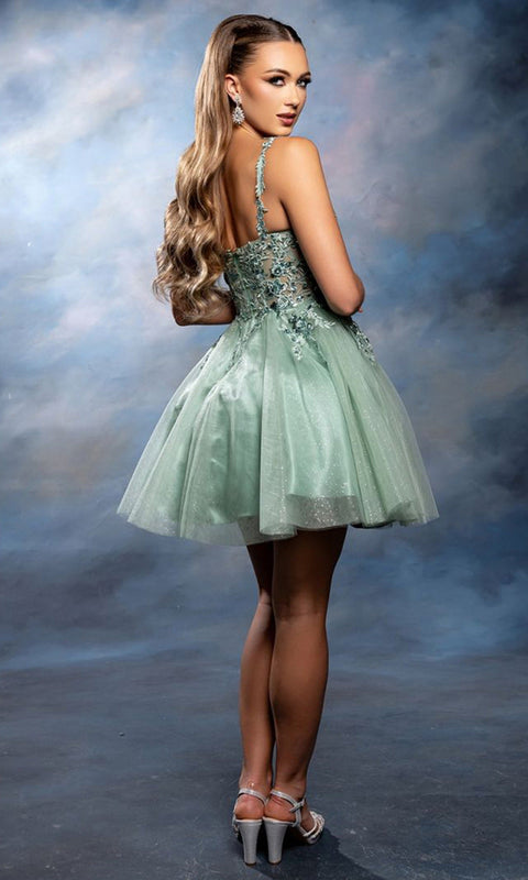 May Queen MQ2246 Embroidered V-Neck Short A-Line Homecoming Dress – 10