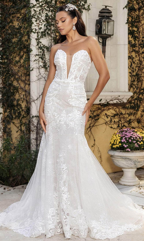 May Queen RQ8182 - Off-Shoulder Corset Bodice Bridal Gown