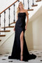 Amelia Couture R012 Long Sleeveless Dress with Metallic Glitter