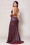 Amelia Couture R012 Long Sleeveless Dress with Metallic Glitter