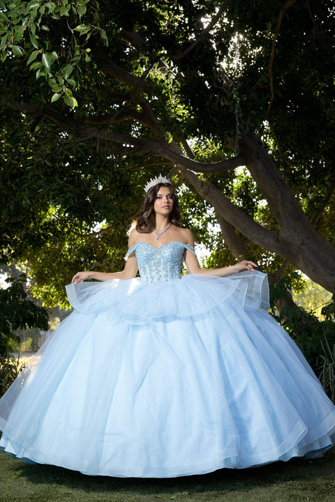 Bella Princess PQ1063 off shoulder bow ball gown by petite adele pq1063 — image 5.0