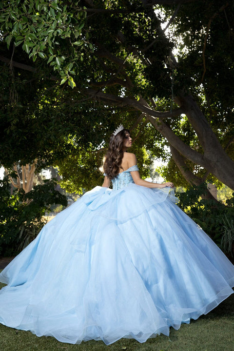 Bella Princess PQ1063 off shoulder bow ball gown by petite adele pq1063 — image 2.0