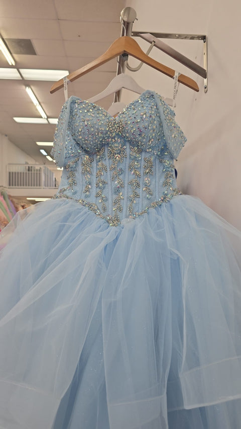 Bella Princess PQ1063 off shoulder bow ball gown by petite adele pq1063 — image 12.0