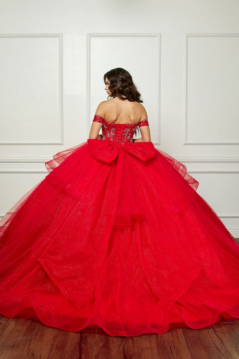 Bella Princess PQ1063 off shoulder bow ball gown by petite adele pq1063 — image 16.0