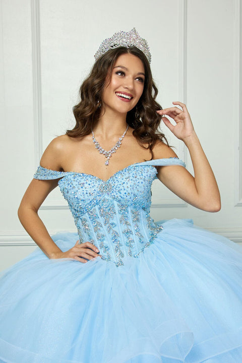 Bella Princess PQ1063 off shoulder bow ball gown by petite adele pq1063 — image 8.0