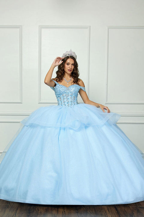 Bella Princess PQ1063 off shoulder bow ball gown by petite adele pq1063 — image 7.0