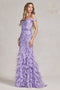 Nox Anabel Off Shoulder Feather Mermaid Gown C1106