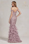 Nox Anabel Off Shoulder Feather Mermaid Gown C1106