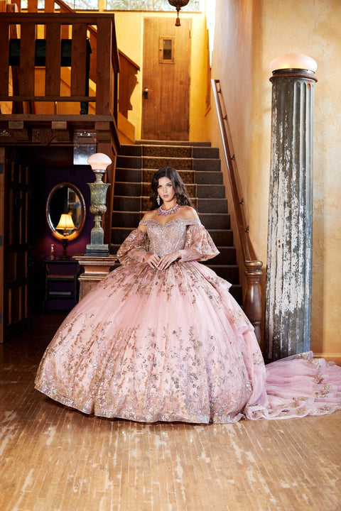 Bella Princess PQ1041 off shoulder puff sleeve ball gown by petite adele pq1041 — image 10.0