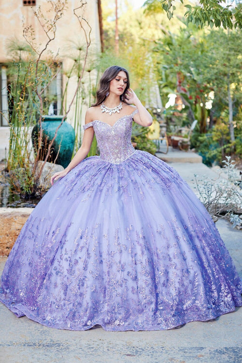 Bella Princess PQ1041 off shoulder puff sleeve ball gown by petite adele pq1041 — image 4.0