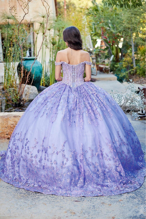 Bella Princess PQ1041 off shoulder puff sleeve ball gown by petite adele pq1041 — image 5.0