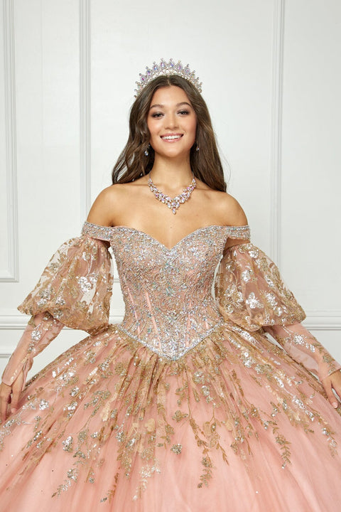 Bella Princess PQ1041 off shoulder puff sleeve ball gown by petite adele pq1041 — image 13.0