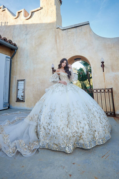 Bella Princess PQ1041 off shoulder puff sleeve ball gown by petite adele pq1041 — image 16.0