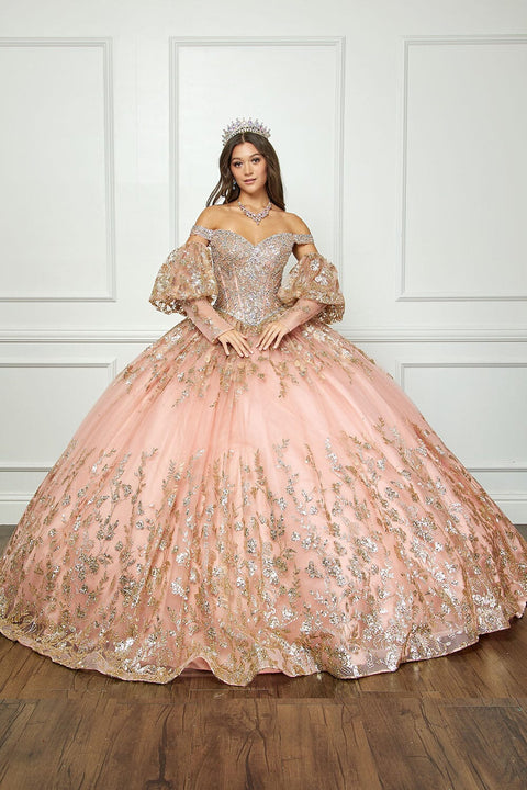 Bella Princess PQ1041 off shoulder puff sleeve ball gown by petite adele pq1041 — image 11.0