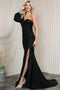 Amelia Couture 2102 One-Shoulder Gown with Long Sleeve