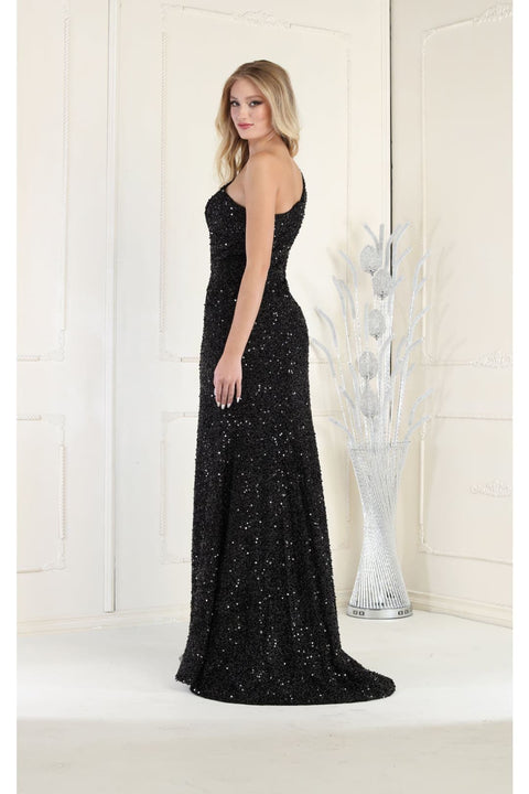 One-Shoulder Sparkling Sequin Dress