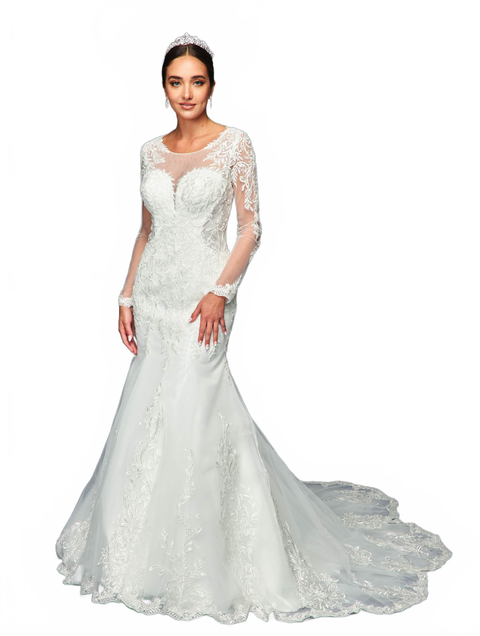 DeKlaire 470 Mermaid Wedding Gown with Long Sleeves