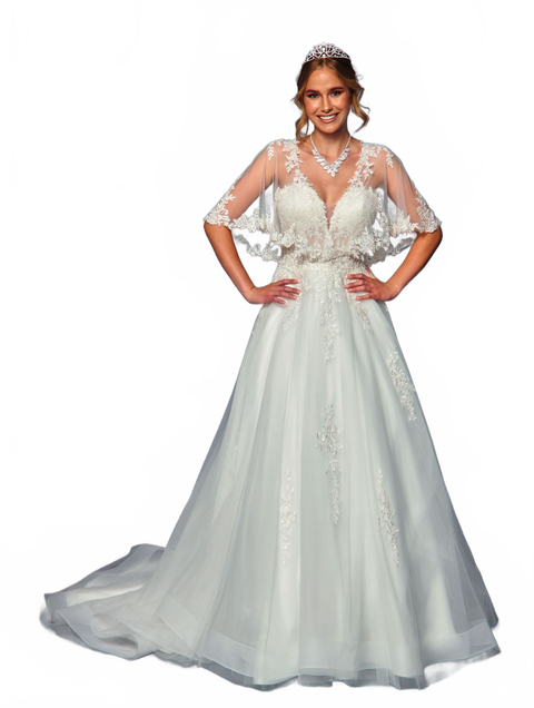 DeKlaire 488 A-Line Wedding Dress with Shawl Covering