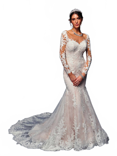 DeKlaire 483 Long Sleeve Trumpet Wedding Dress