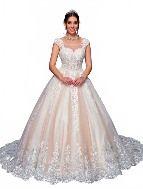 DeKlaire 479 Princess A-Line Wedding Ball Gown with Cap Sleeves