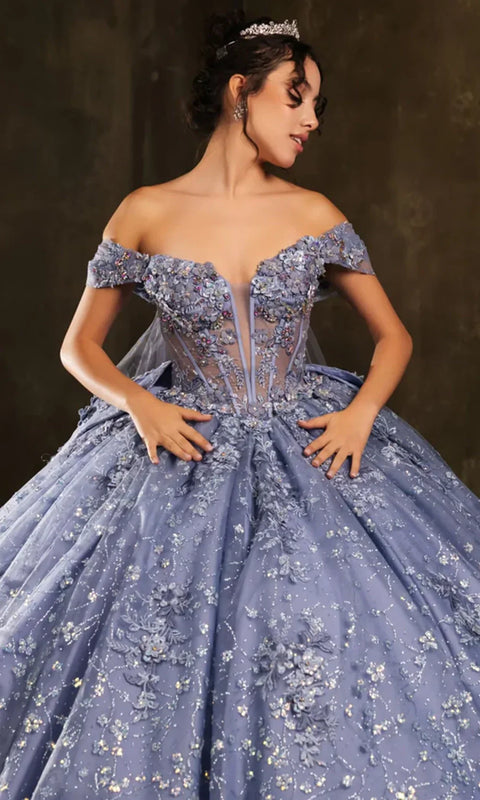 May Queen LK273 - Corset Bodice Off Shoulder Ballgown