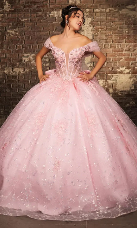May Queen LK273 - Corset Bodice Off Shoulder Ballgown