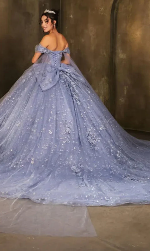 May Queen LK273 - Corset Bodice Off Shoulder Ballgown