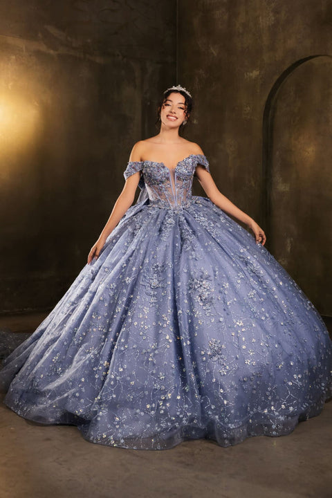 May Queen LK273 - Corset Bodice Off Shoulder Ballgown