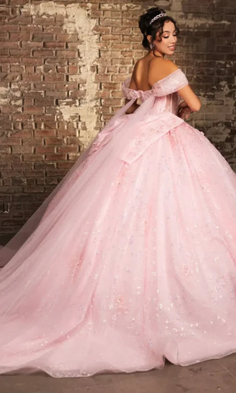 May Queen LK273 - Corset Bodice Off Shoulder Ballgown
