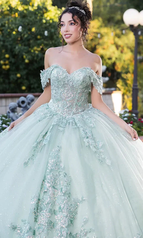 May Queen LK279 - Embellished Off Shoulder Ballgown