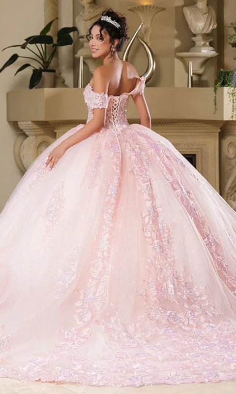 May Queen LK279 - Embellished Off Shoulder Ballgown