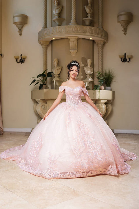 May Queen LK279 - Embellished Off Shoulder Ballgown