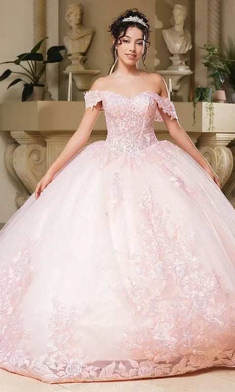 May Queen LK279 - Embellished Off Shoulder Ballgown