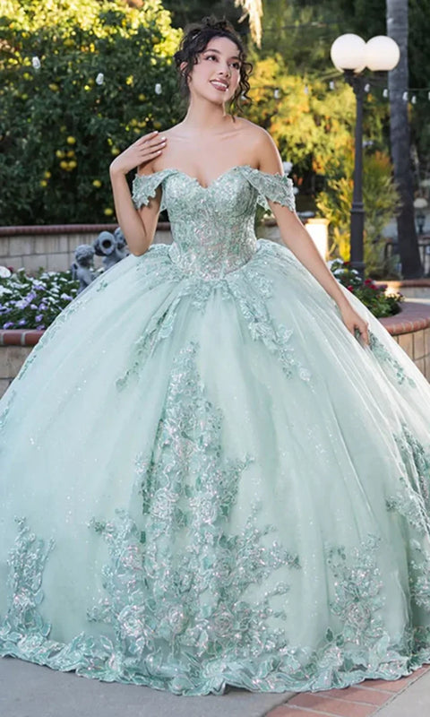 May Queen LK279 - Embellished Off Shoulder Ballgown